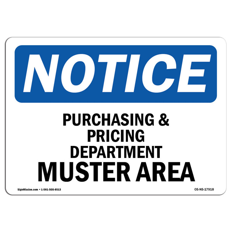SignMission Purchasing and Pricing Department Muster Area Sign Wayfair
